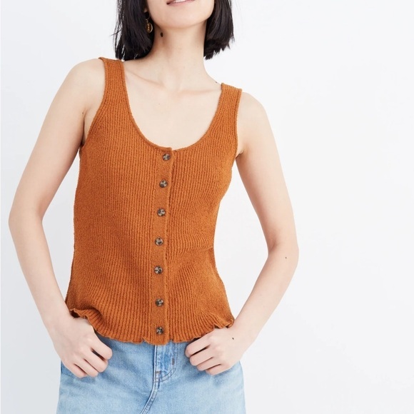 Madewell Tops - Madewell Kingston Button Front Texture Thread Sweater Tank XS